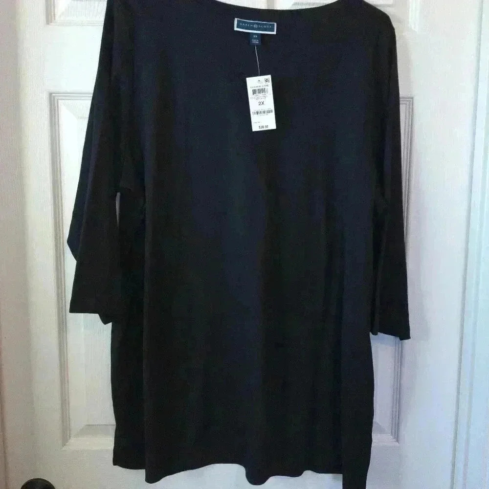 Karen Scott Deep Black 3/4 Sleeve Top / Size 2X